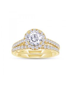 14K YG 1.00 TCW/48 CVD BRIDAL SET